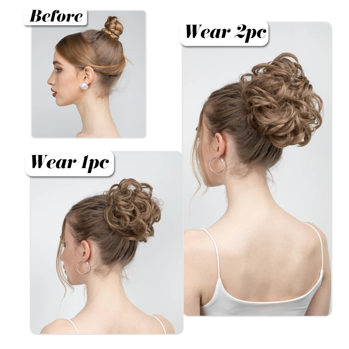 Synthetic Messy Curly Bun - Elastic Scrunchy Doughnut Updo Hair Pieces