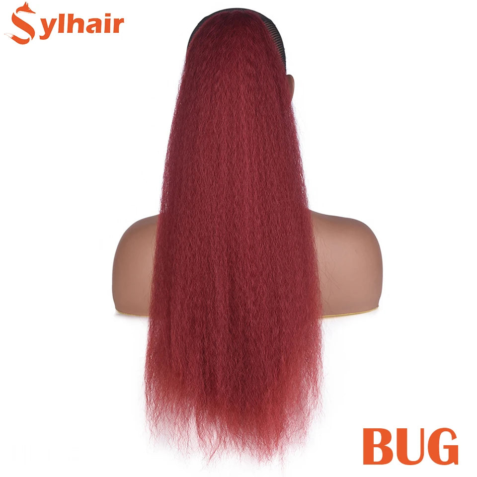 Kinky Straight Synthetic Drawstring Ponytails in Various Colors