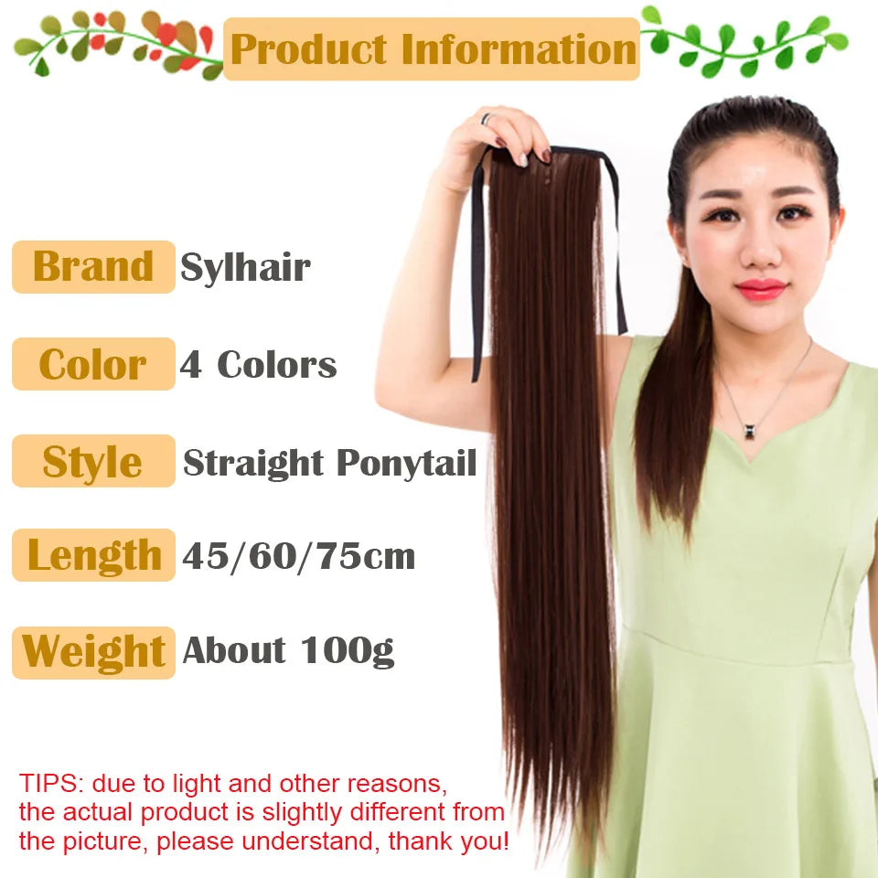Long Straight Wrap Around Ponytail - Synthetic Hair, Various Colors Available