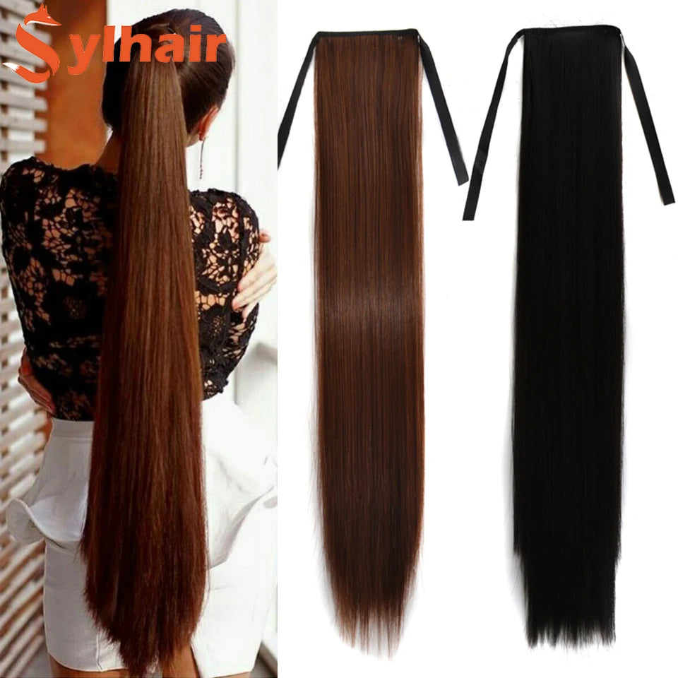 Long Straight Wrap Around Ponytail - Synthetic Hair, Various Colors Available