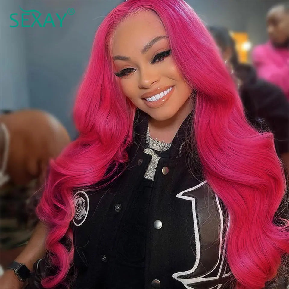 Pink 3 Bundles With Pre plucked Baby Hair Lace Closure - Human Hair