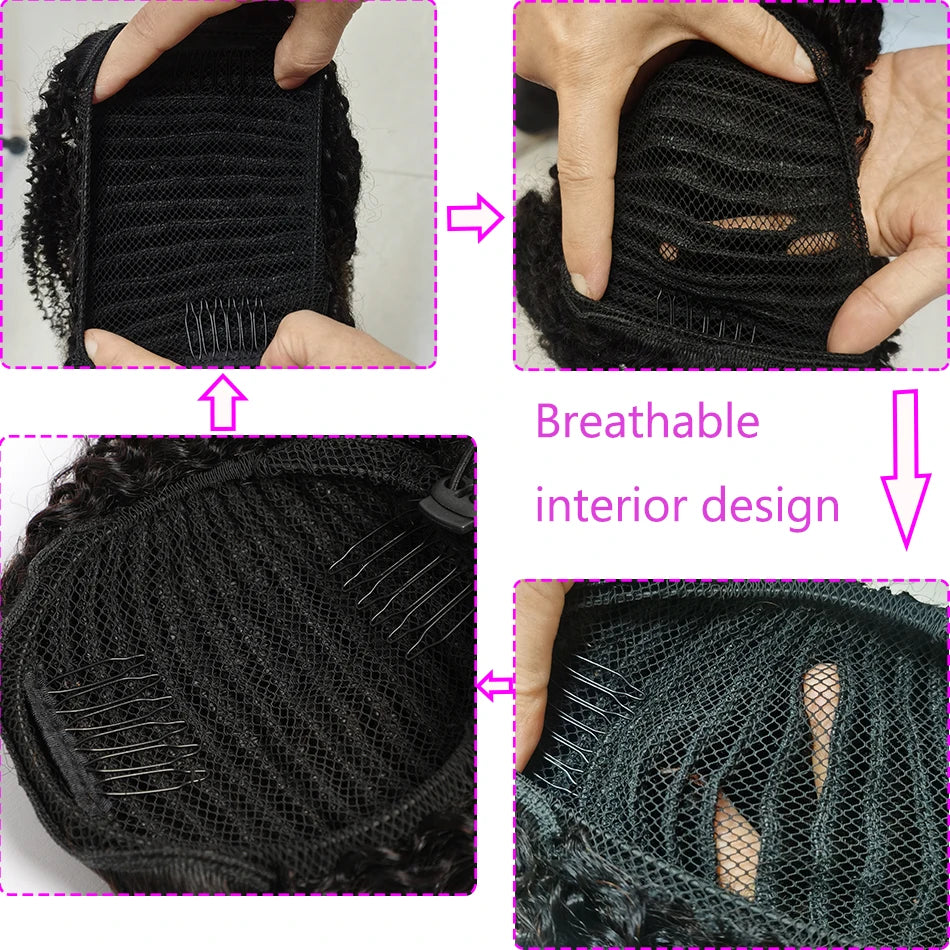Afro Kinky Curly Drawstring Human Hair Ponytail