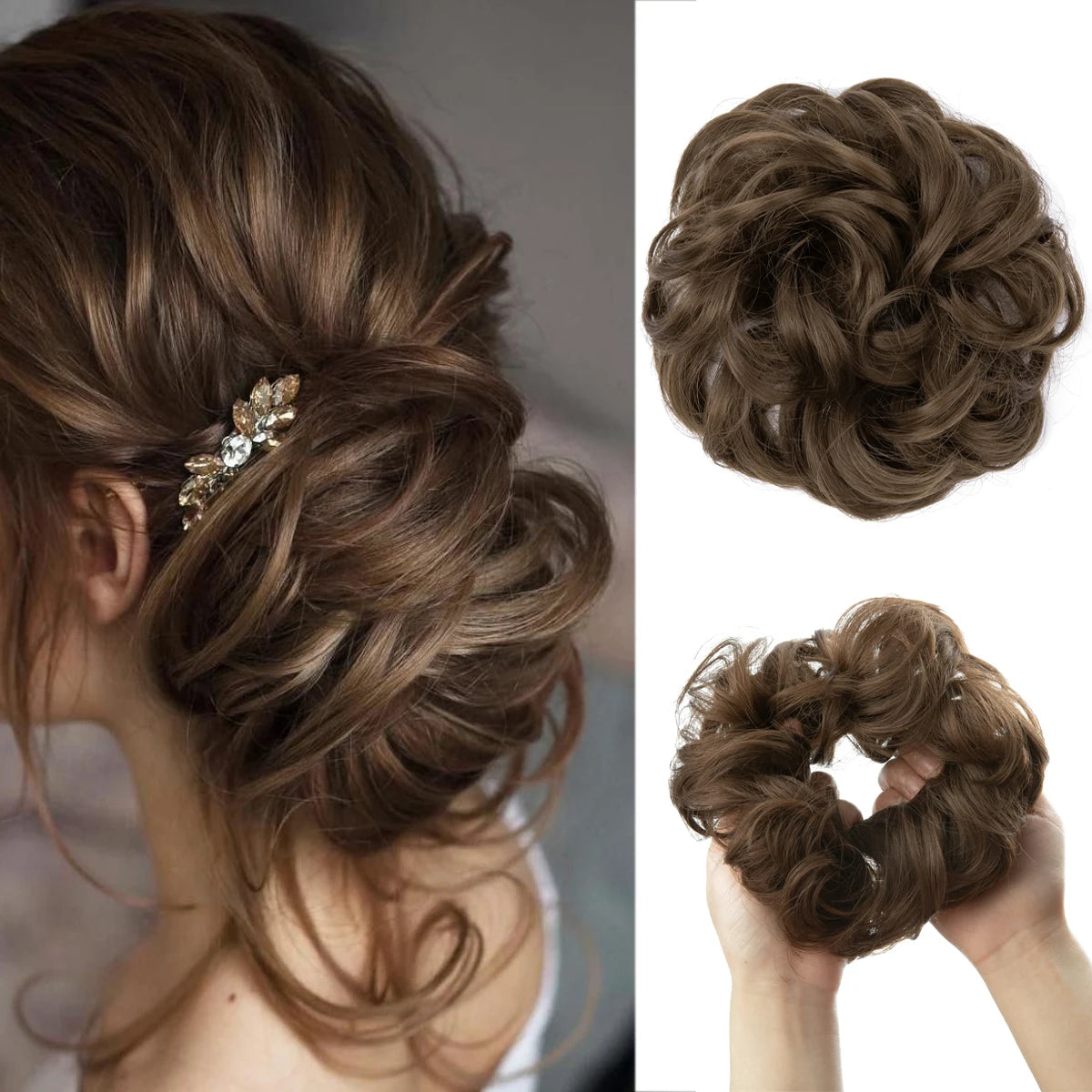 Synthetic Messy Curly Bun - Elastic Scrunchy Doughnut Updo Hair Pieces