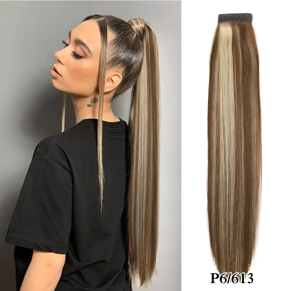 Straight Human Hair Wrap Around Ponytails