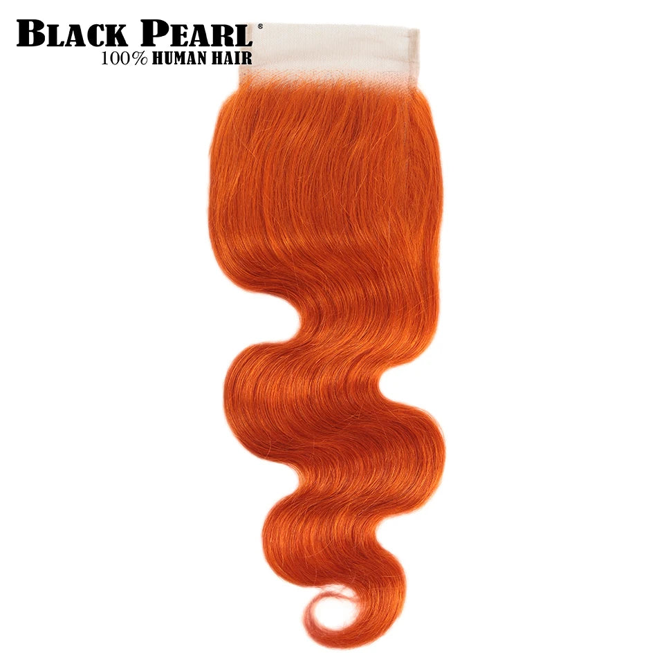 Black Pearl Ginger Orange Bundles With Closure - Brazilian Body Wave Human Hair
