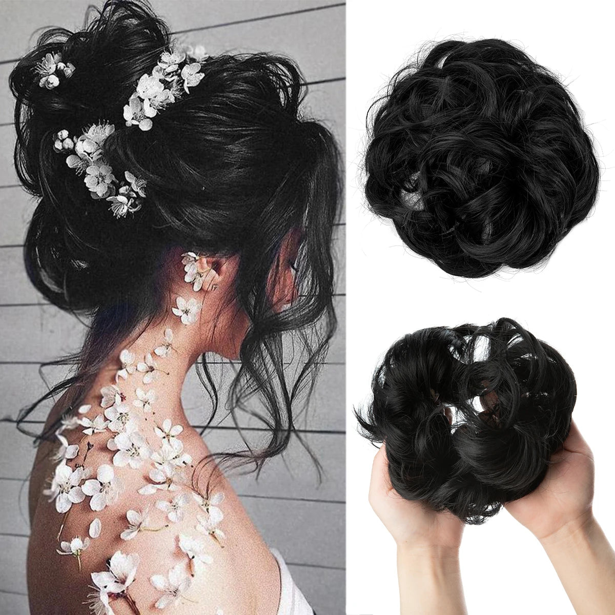 Synthetic Messy Curly Bun - Elastic Scrunchy Doughnut Updo Hair Pieces