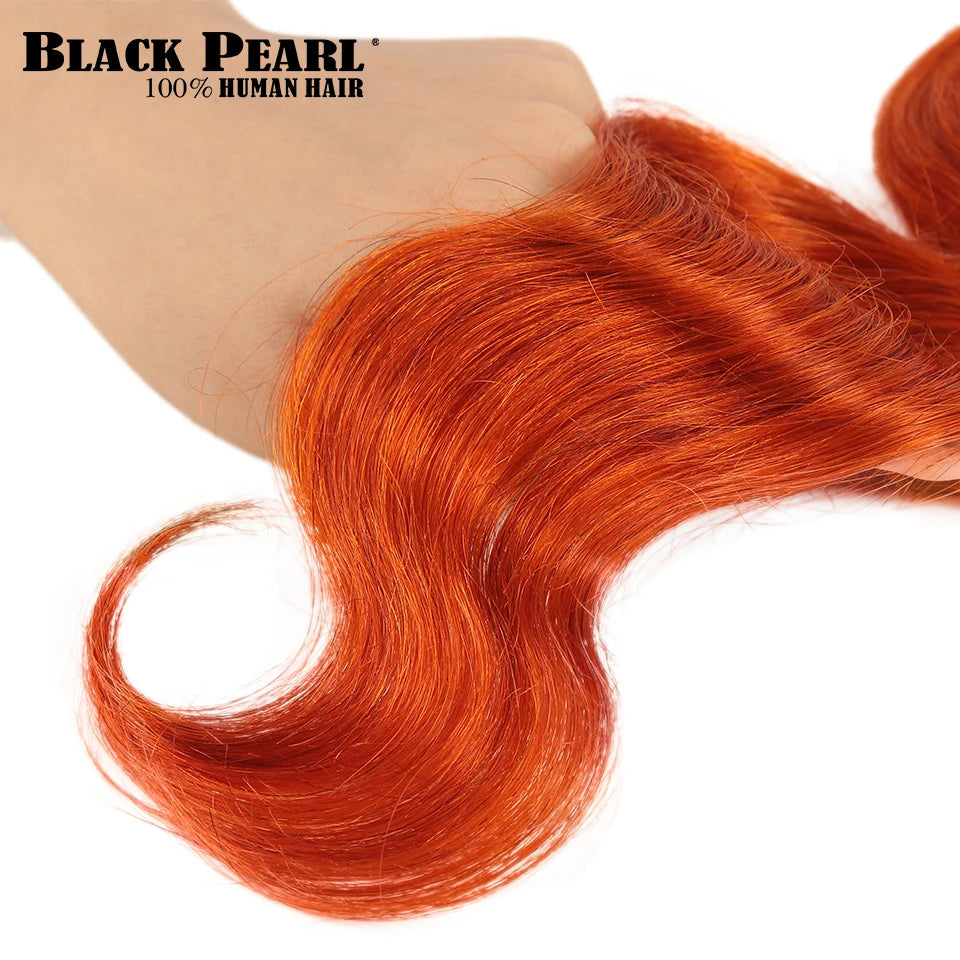 Black Pearl Ginger Orange Bundles With Closure - Brazilian Body Wave Human Hair