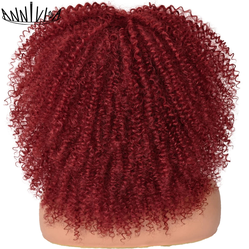 Synthetic Kinky Curly Wigs With Bangs - Various Colors Available