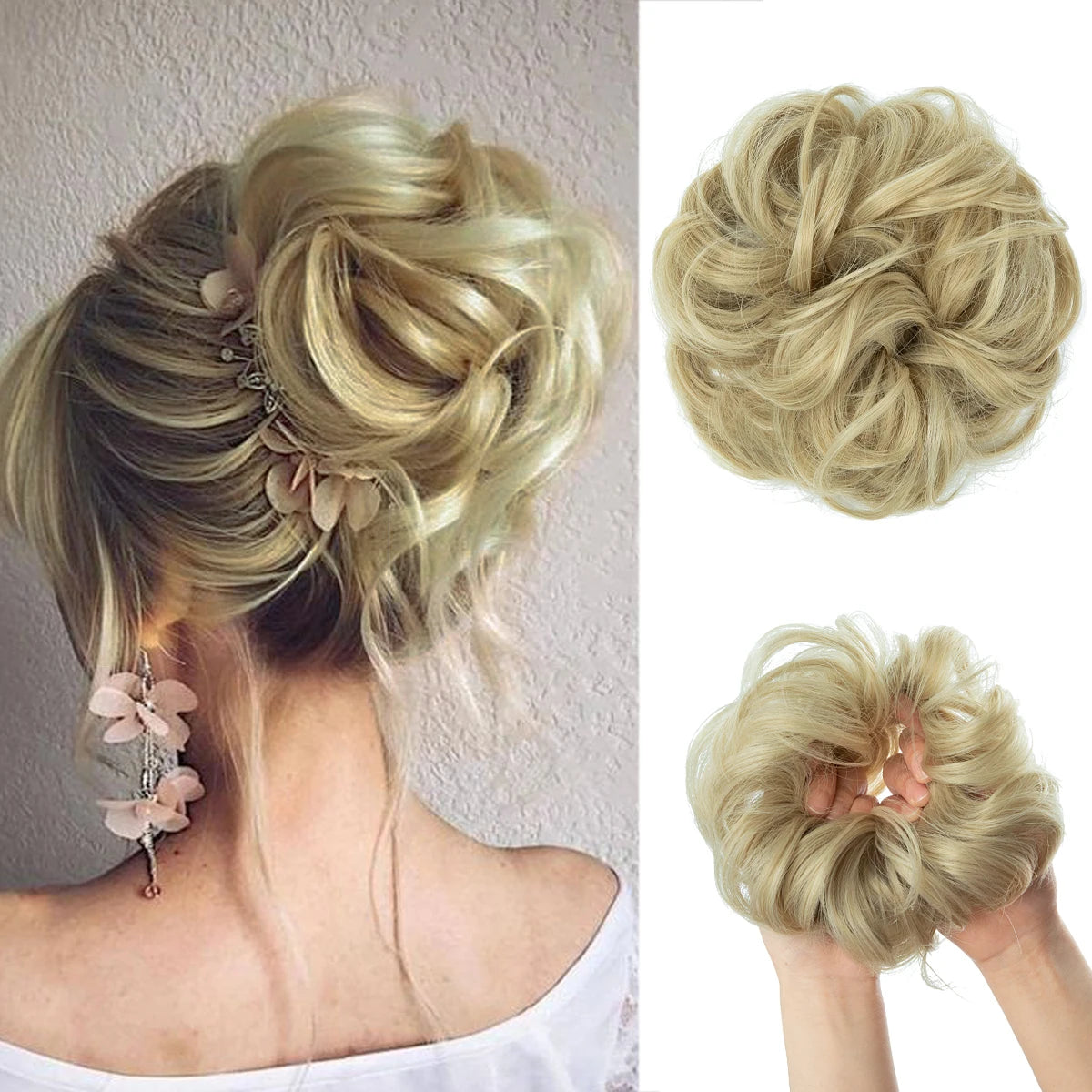 Synthetic Messy Curly Bun - Elastic Scrunchy Doughnut Updo Hair Pieces