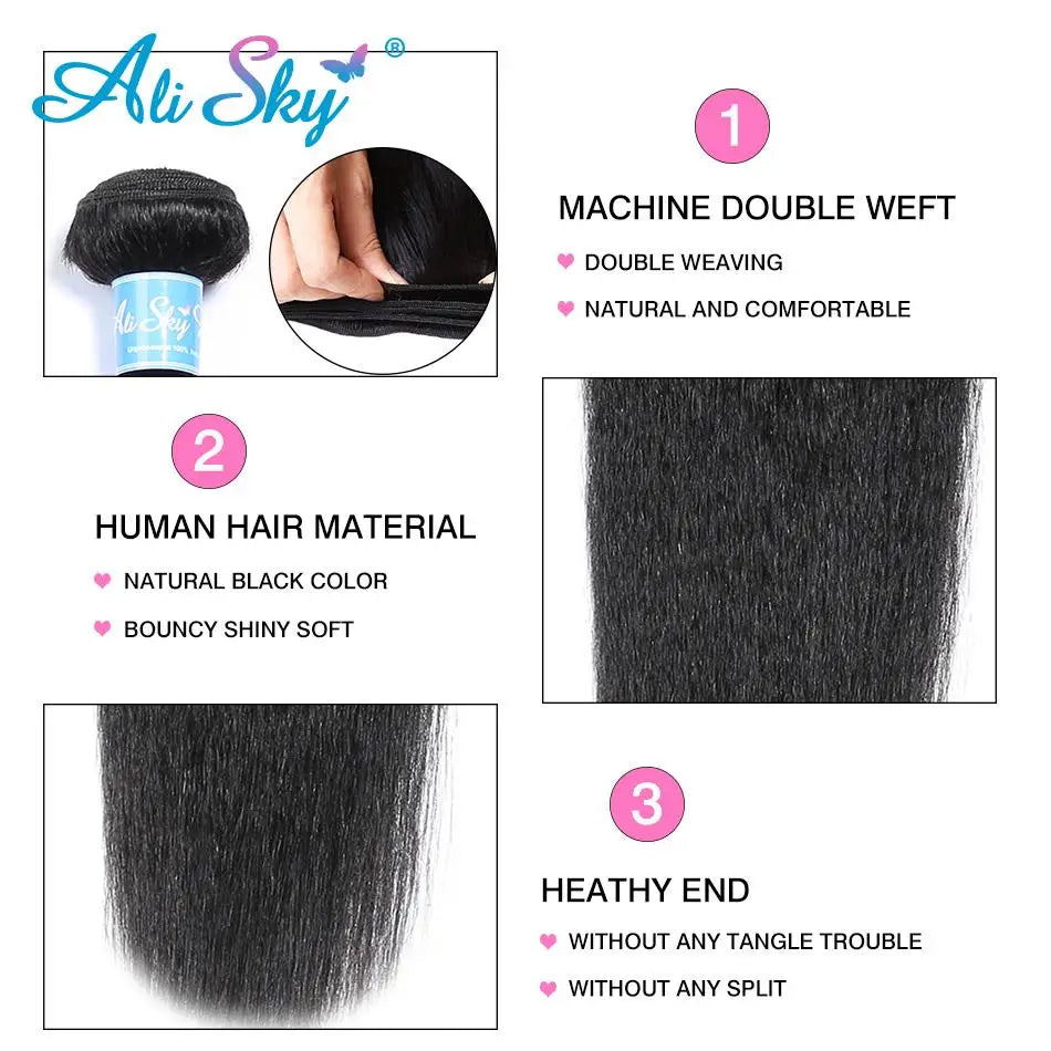 Peruvian Human Hair Kinky Straight Bundles