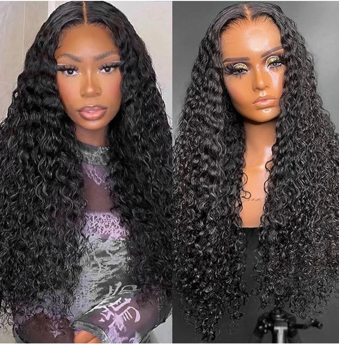2Trendy - Deep Curl Human Hair Pre-Plucked Lace 13x4 frontal or 4X4 Closure Wigs