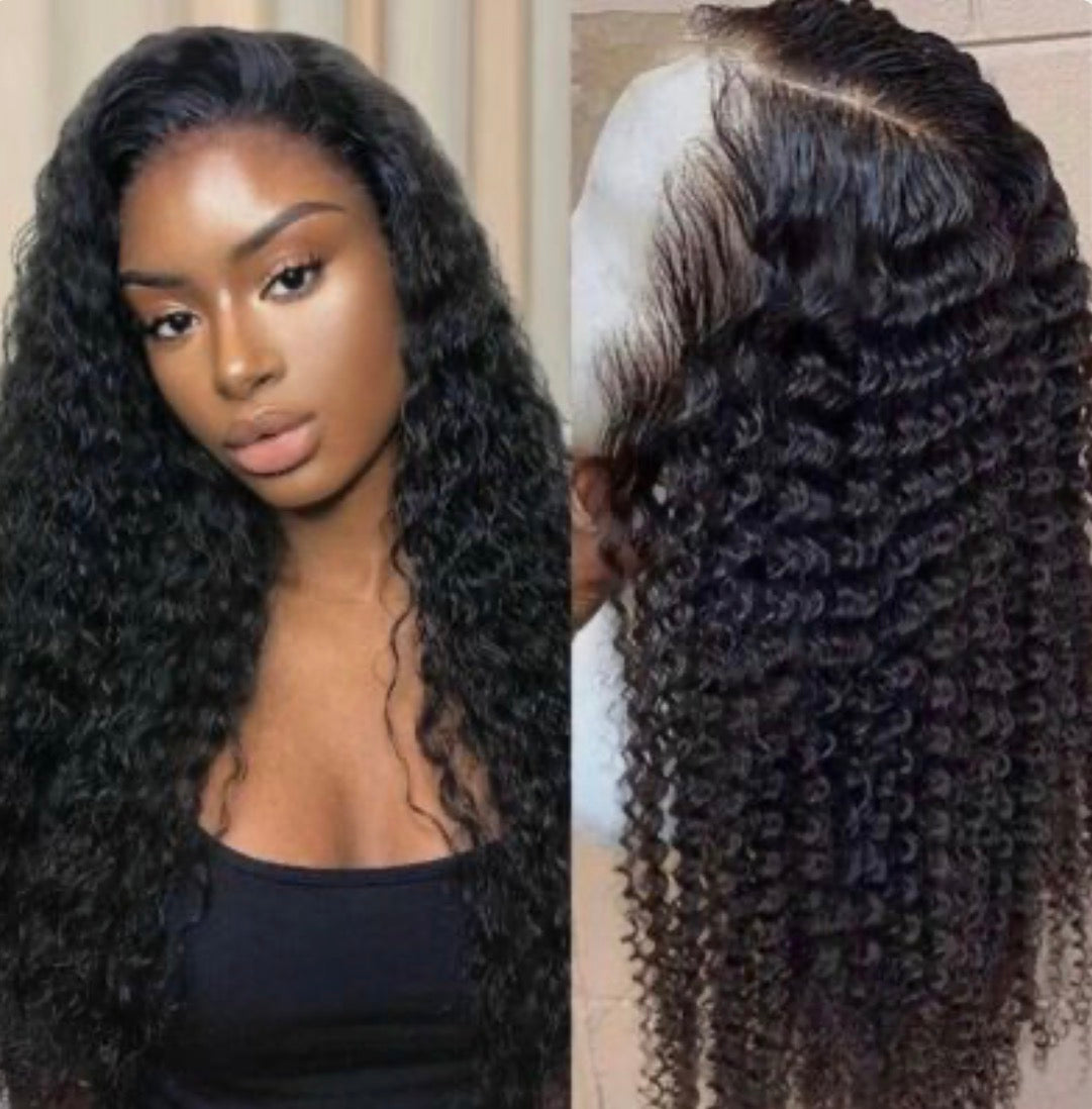 2Trendy - Deep Curl Human Hair Pre-Plucked Lace 13x4 frontal or 4X4 Closure Wigs