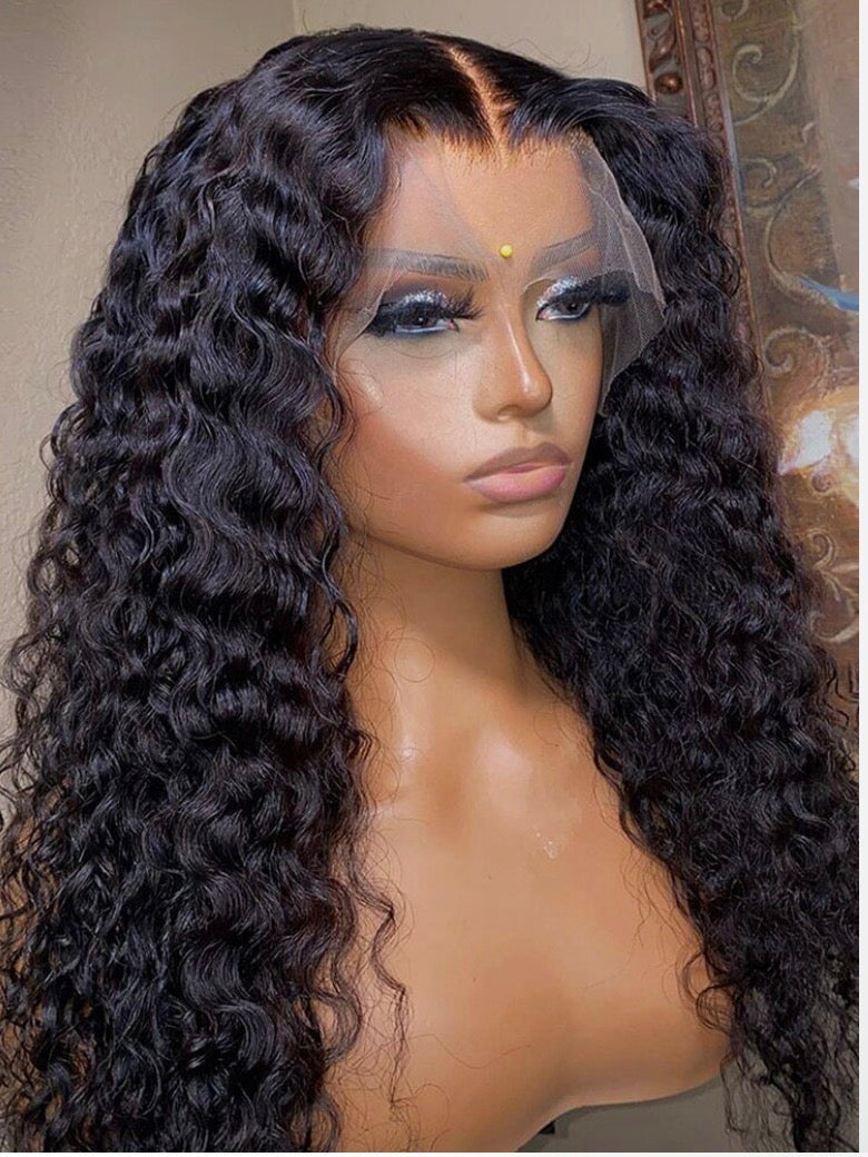 2Trendy - Deep Curl Human Hair Pre-Plucked Lace 13x4 frontal or 4X4 Closure Wigs