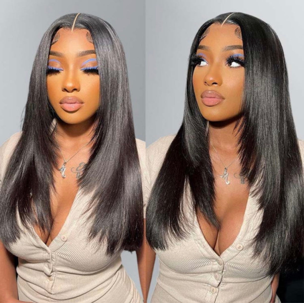 2Trendy - Glueless: Pre-plucked Lace Closure Straight Human Hair Pre-Layered Cut Wig