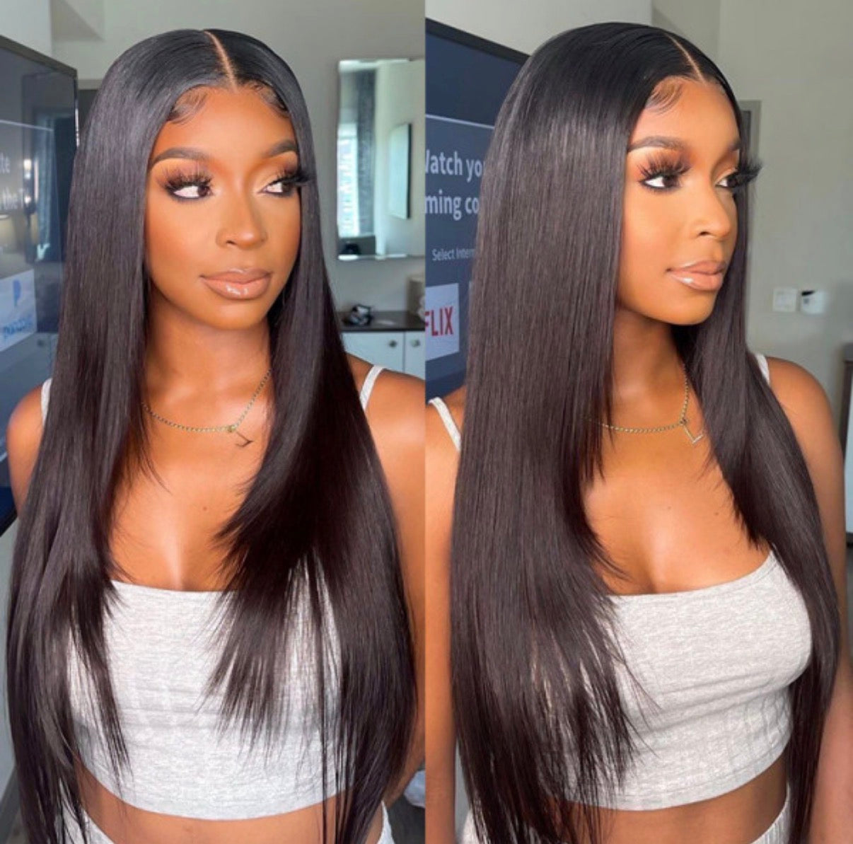 2Trendy - Glueless: Pre-plucked Lace Closure Straight Human Hair Pre-Layered Cut Wig