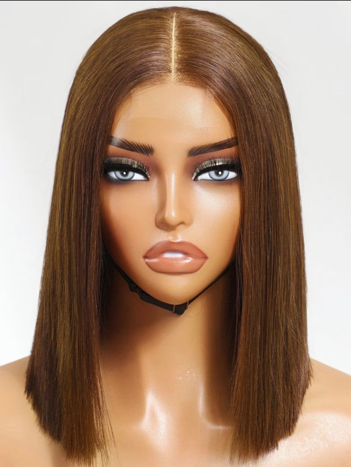 2Trendy -  Chocolate Brown Straight Human Hair 13x4 Transparent Full Lace Frontal Bob Wig
