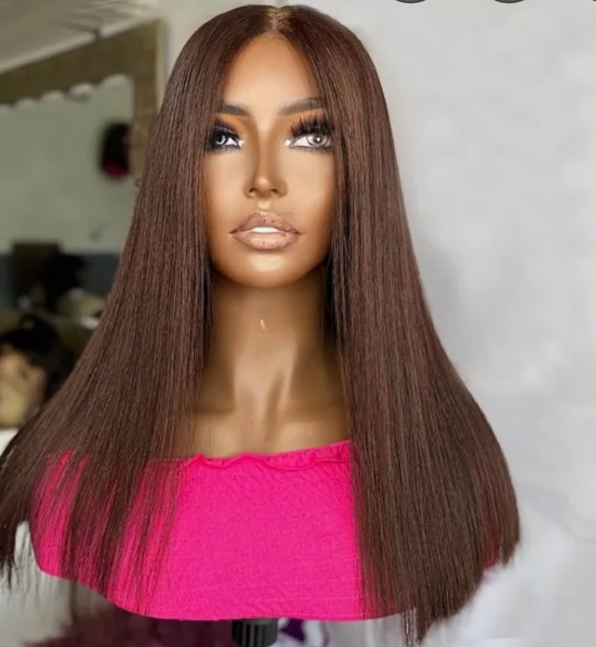 2Trendy -  Chocolate Brown Straight Human Hair 13x4 Transparent Full Lace Frontal Bob Wig