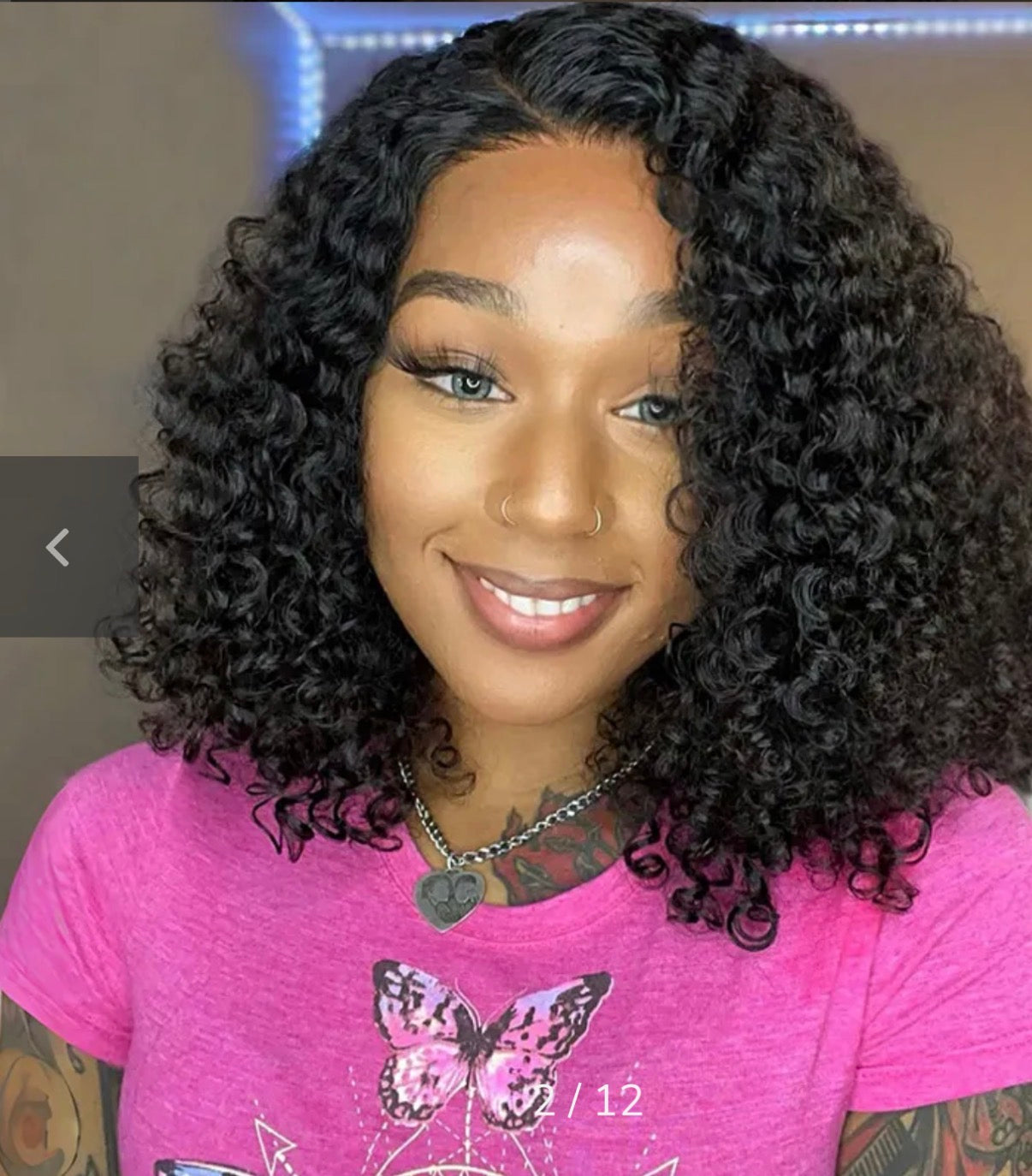 2Trendy - Curly Wavy Human Hair Transparent 13x4 Lace Front Pre-plucked Bob Wig