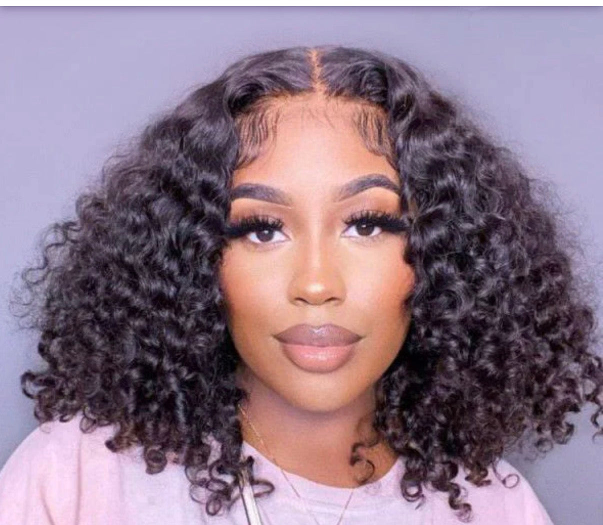 2Trendy - Curly Wavy Human Hair Transparent 13x4 Lace Front Pre-plucked Bob Wig