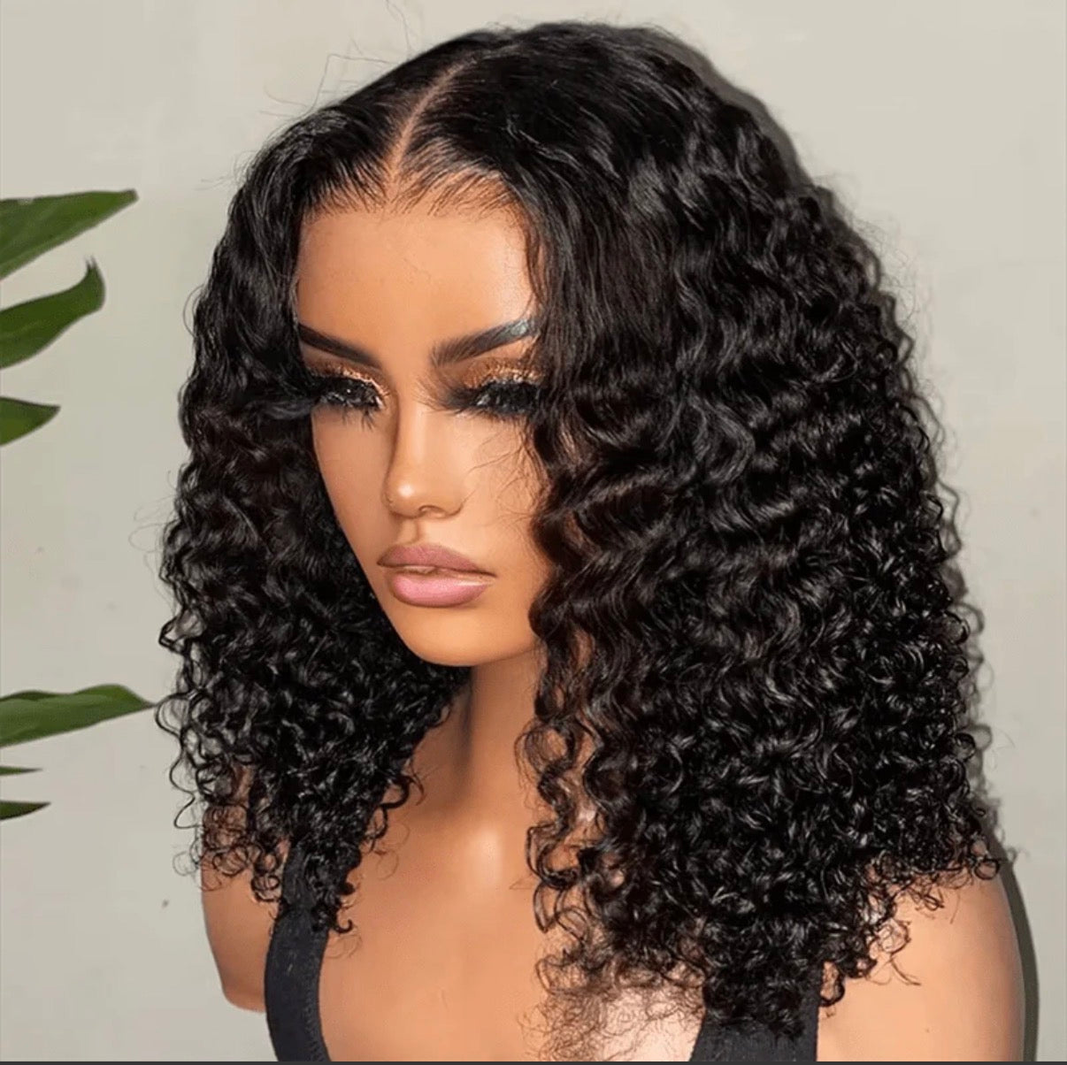 2Trendy - Curly Wavy Human Hair Transparent 13x4 Lace Front Pre-plucked Bob Wig