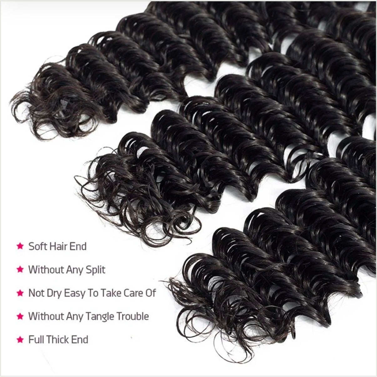 2Trendy -  Deep Wave 4 Weave Bundles 100% Human Hair