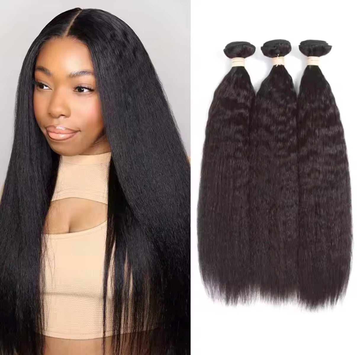 2Trendy -  Straight Human Hair Yaki 3 or 4 Bundles