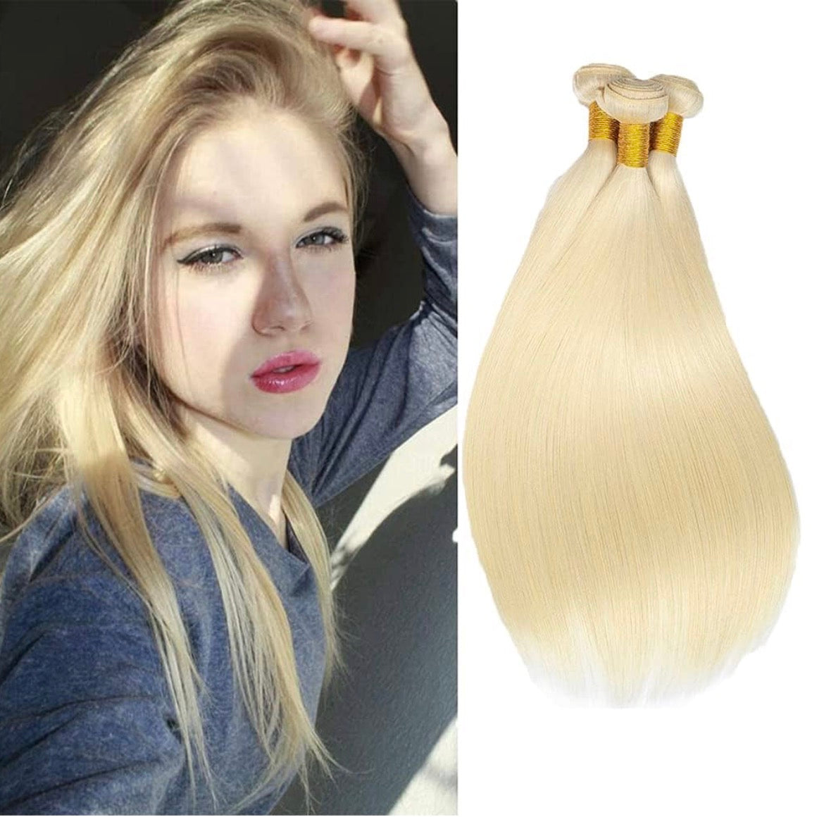 2Trendy - 3 Straight Blonde 613 Bundles Human Hair