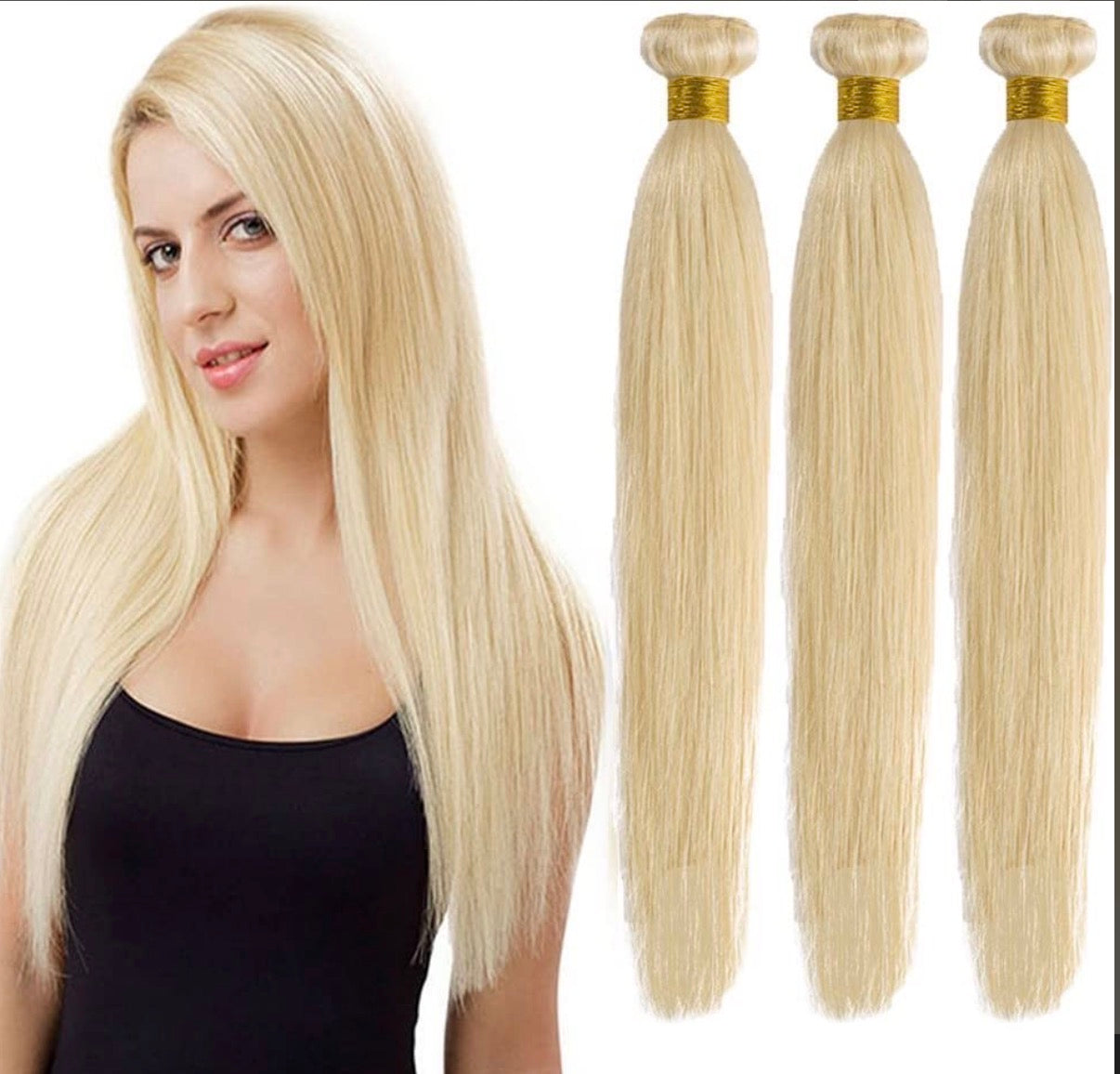 2Trendy - 3 Straight Blonde 613 Bundles Human Hair