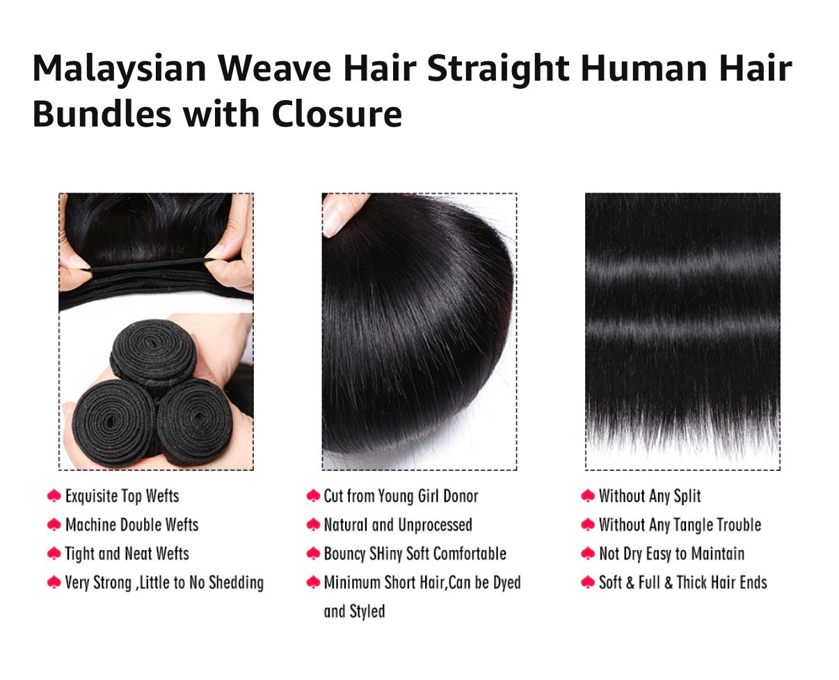 2Trendy - 1 Malaysian 100% Human Hair Straight Bundle