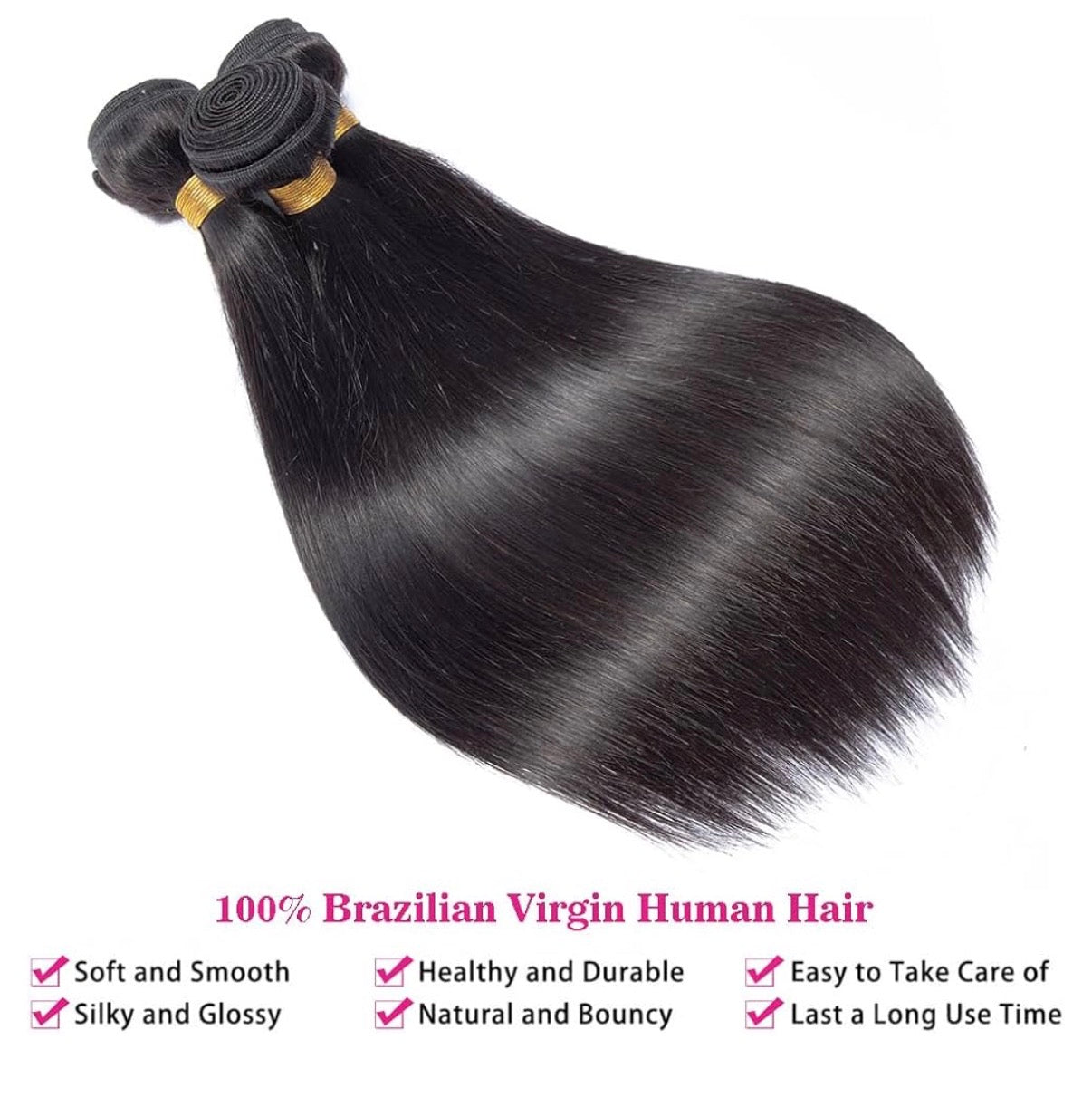 2Trendy - Straight Bundles With 4x4 Transparent Lace Closure Human Hair