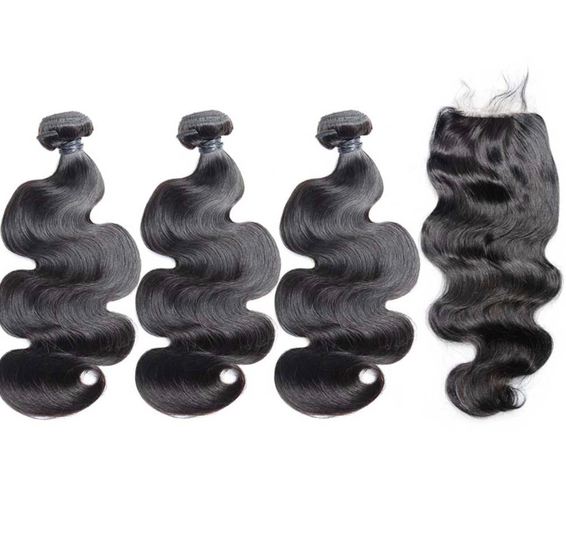 2Trendy - Body Wave 3 Bundles With 4x4 Transparent HD Lace Closure Human Hair