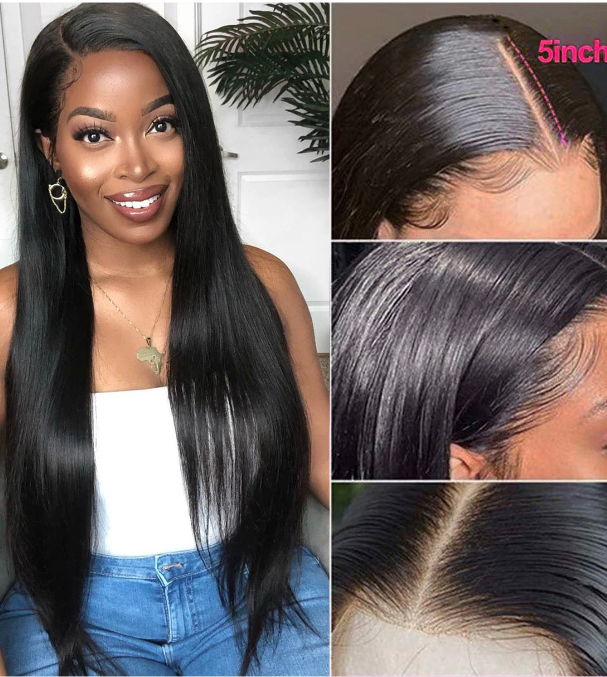 2Trendy Straight Remy Human Hair 5x5 HD Lace Pre-Plucked Closure With Baby Hair Wigs