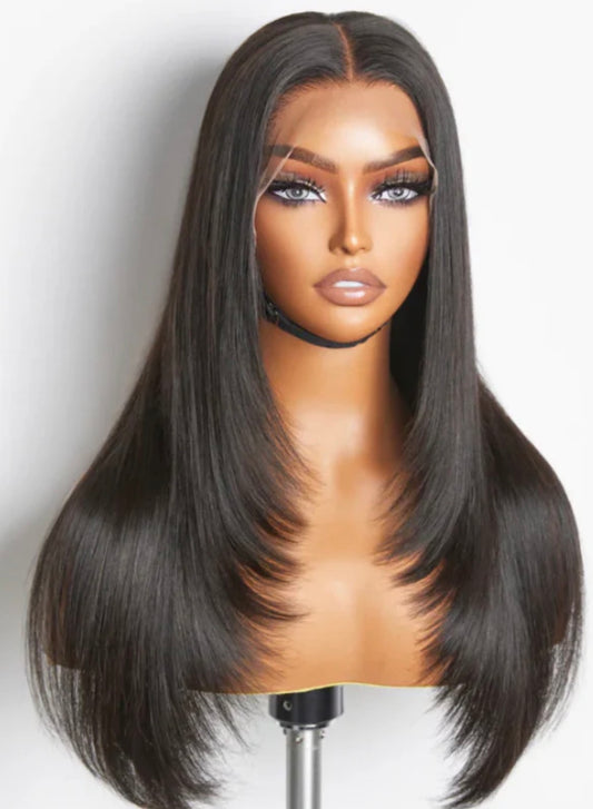 2Trendy 5x5 Closure Layered Cut Straight Human Hair Wigs