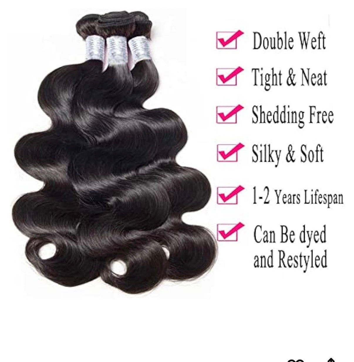 2Trendy - 3 Brazilian Body Wave Bundles With 5X5 Transparent Lace Closure