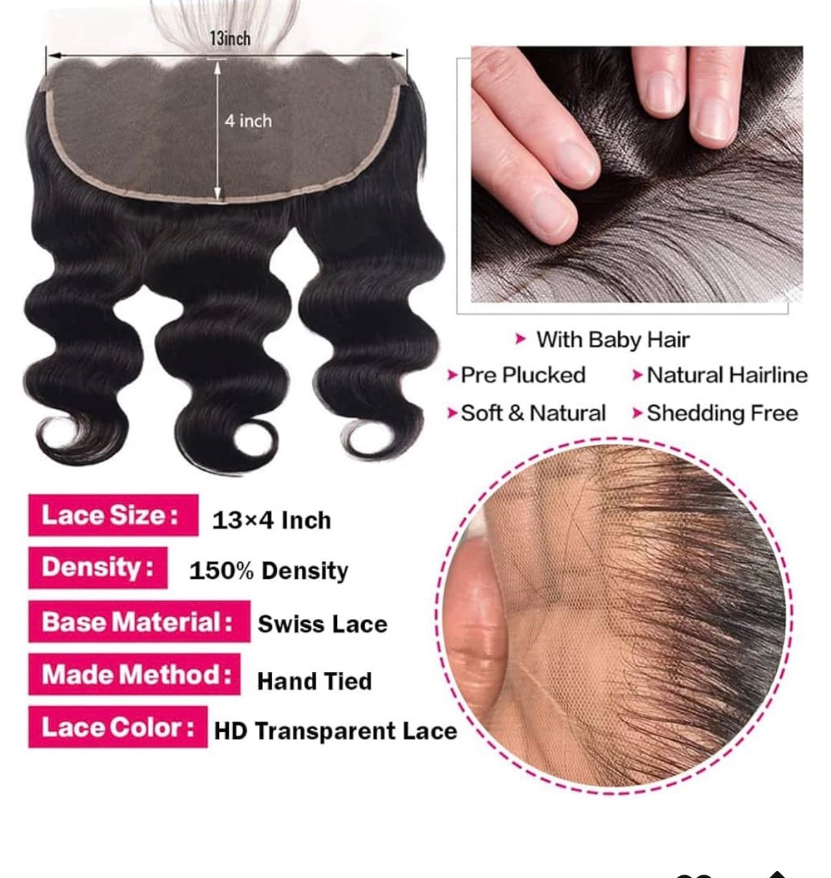 2Trendy - 3 Body Wave Bundles With 13x4 Frontal Transparent Lace