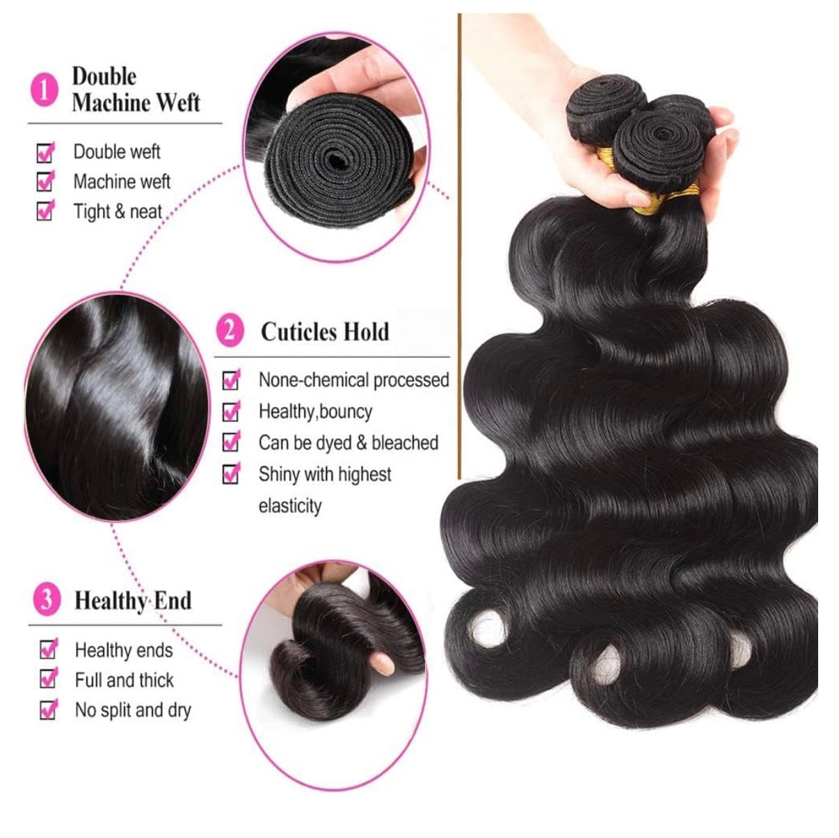 2Trendy - 3 Body Wave Bundles With 13x4 Frontal Transparent Lace