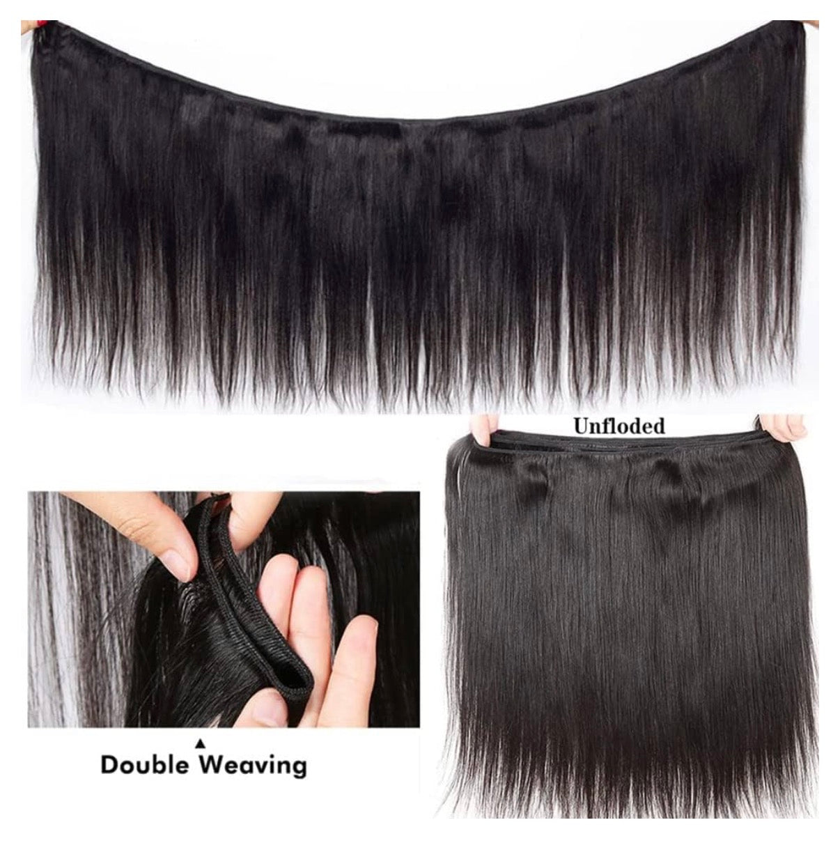 2Trendy - Straight 100% Human Hair 3 Bundles With 4x4 Lace Closure