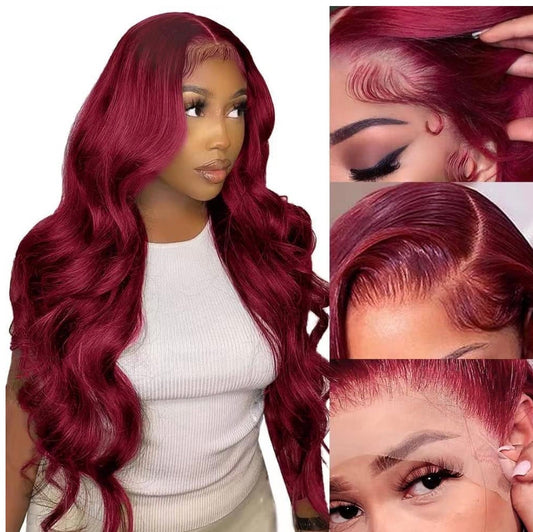 2Trendy Body Wave Wig - 99J 13x4  Transparent Lace Closure
