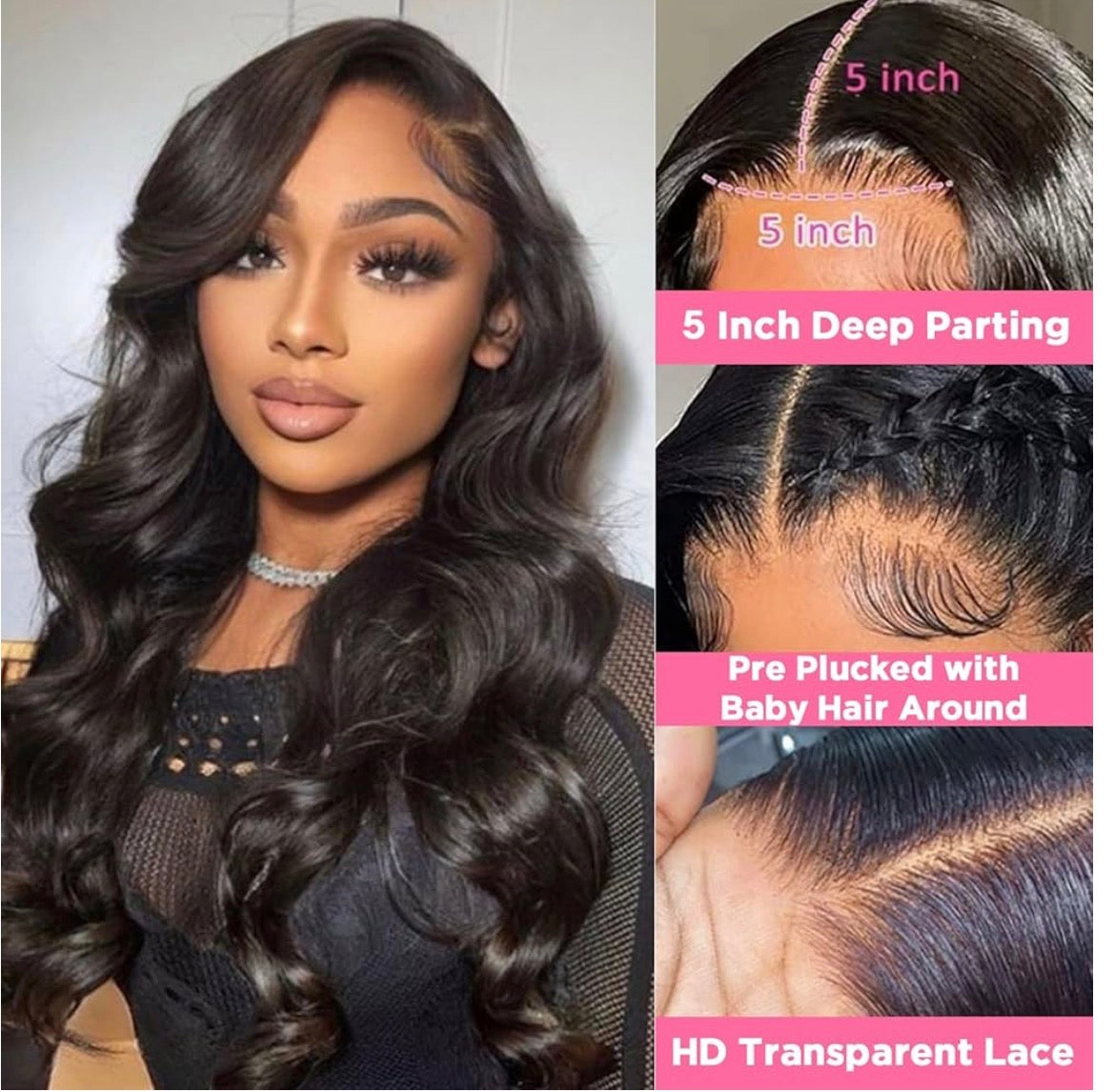 2Trendy Body Wave Wig - 5x5 HD Lace Closure Human Hair Pre-Plucked Hairline