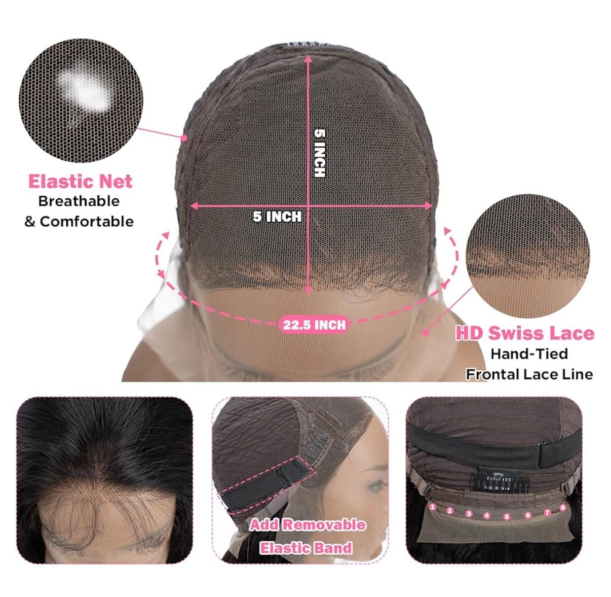 2Trendy Body Wave Wig - 5x5 HD Lace Closure Human Hair Pre-Plucked Hairline
