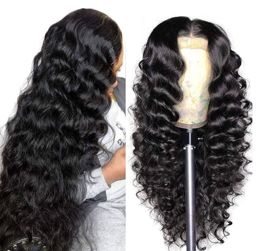 2Trendy Loose Wave Glueless Human Hair Wigs - 4x4 Pre-plucked Lace Closure