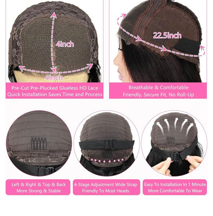 2Trendy Loose Wave Glueless Human Hair Wigs - 4x4 Pre-plucked Lace Closure