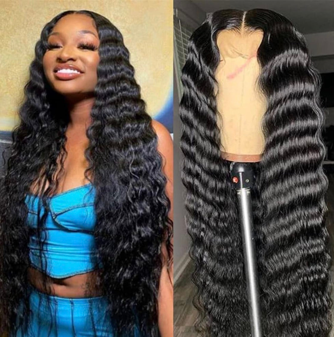 2Trendy Loose Wave Glueless Human Hair Wigs - 4x4 Pre-plucked Lace Closure