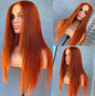 2Trendy Ginger Orange Straight Human Hair Wigs - Transparent 4x4 Lace Closure Preplucked Hairline