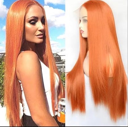 2Trendy Ginger Orange Straight Human Hair Wigs - Transparent 4x4 Lace Closure Preplucked Hairline
