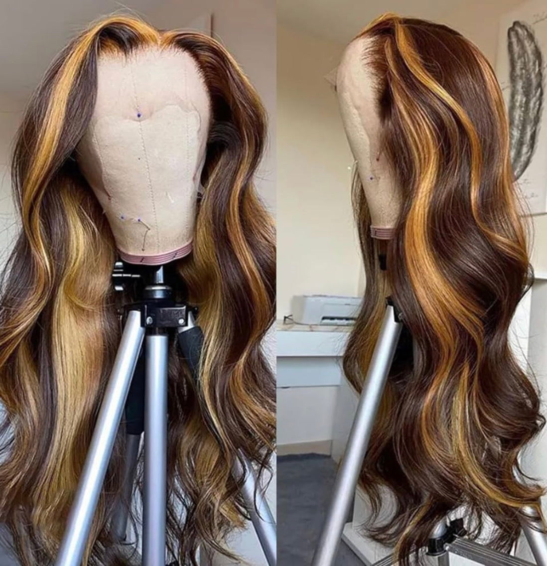 2Trendy Body Wave - Highlight Ombre Brown Lace Wigs
