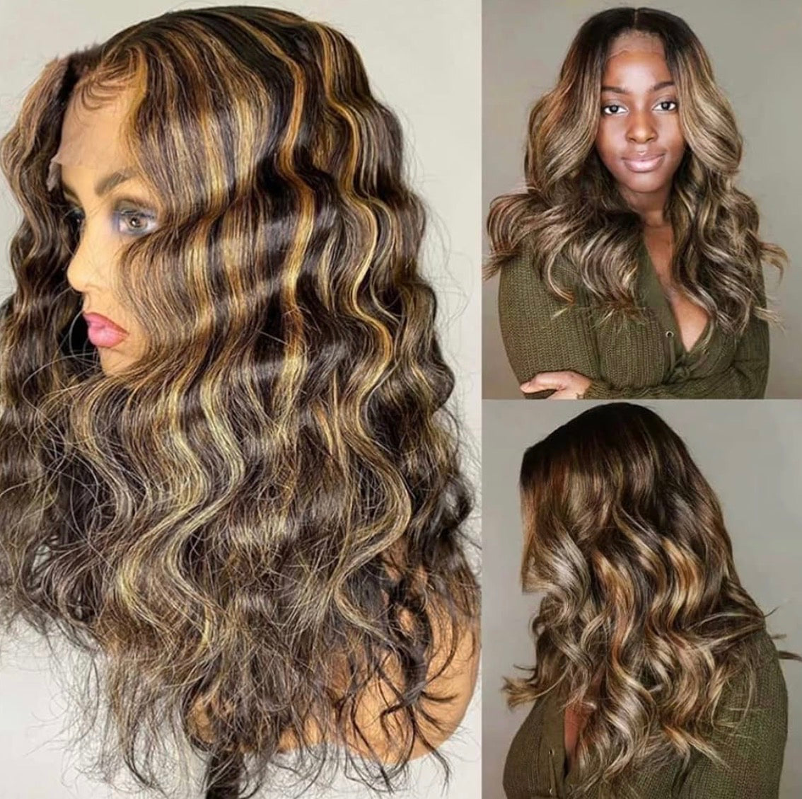 2Trendy Body Wave - Highlight Ombre Brown Lace Wigs