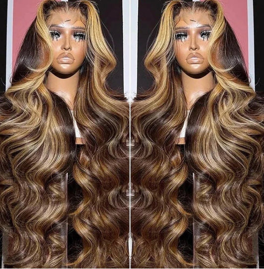 2Trendy Body Wave - Highlight Ombre Brown Lace Wigs