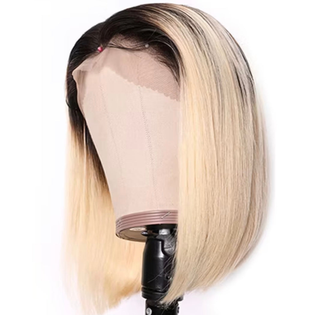 2Trendy Straight Bob Human Hair Wig - T1B/613 Ombre 13X4 Lace Front