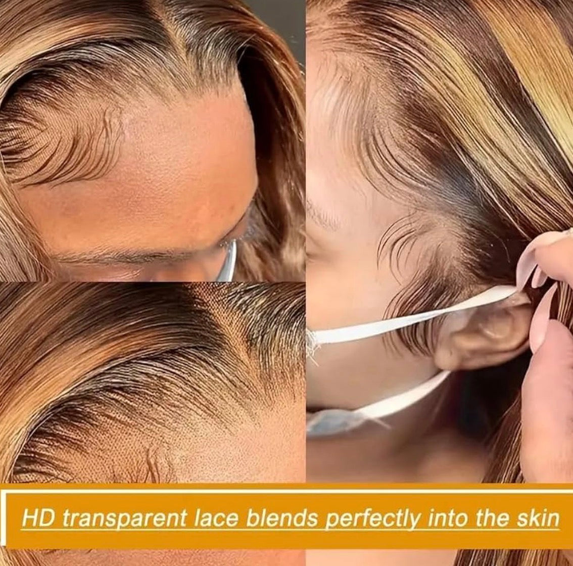 2Trendy Straight Lace Front Human Hair Wig - Ombre Brown/HoneyBlonde Highlight
